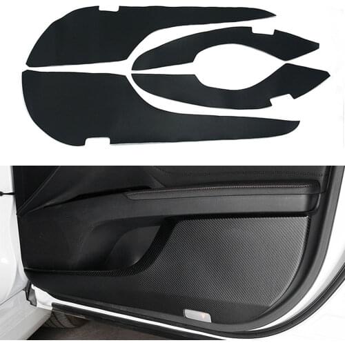 Fit For Toyota 8th Camry 2017-2018 4pcs Car Door Protection Film Stickers Anti-kick Pad Mat Carbon Fiber/Black Color Accessories