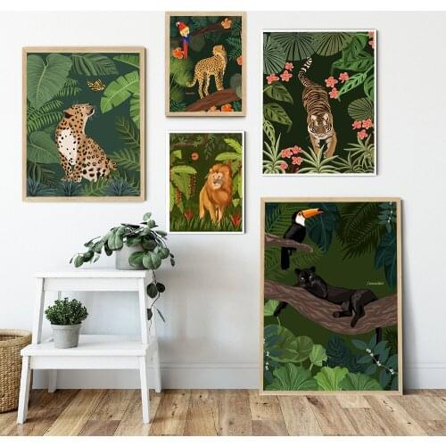 Cheetah Lion Tiger Leopard Jungle Nordic Posters And Prints Wall Art Canvas Painting Wall Pictures For Living Room Home Decor