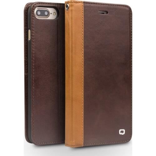 QIALINO Genuine Leather Slim Flip Case for iPhone 8 Luxury Fashion Pure Handmade Phone Cover for iPhone 8 plus for 4.7/5.5 inch