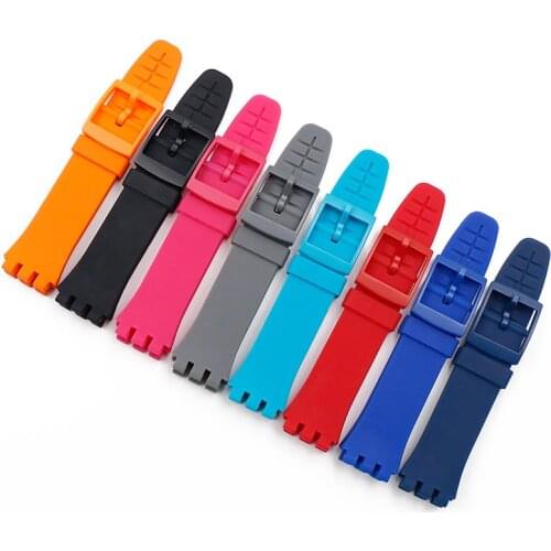 Pin buckle 20mm silicone strap men for Swatch SUSB401SUSW402SUSN400SUSL400 rubber strap waterproof bracelet watch band