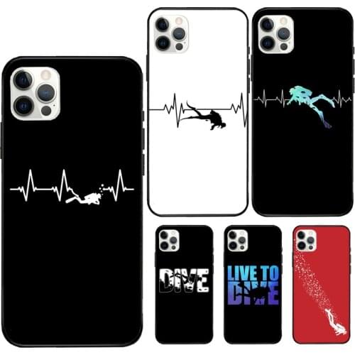 Scuba Diver Diving For iPhone 7 8 Plus X XS XR Case Rubber Cover For iPhone 12 Mini 11 Pro Max Soft Case