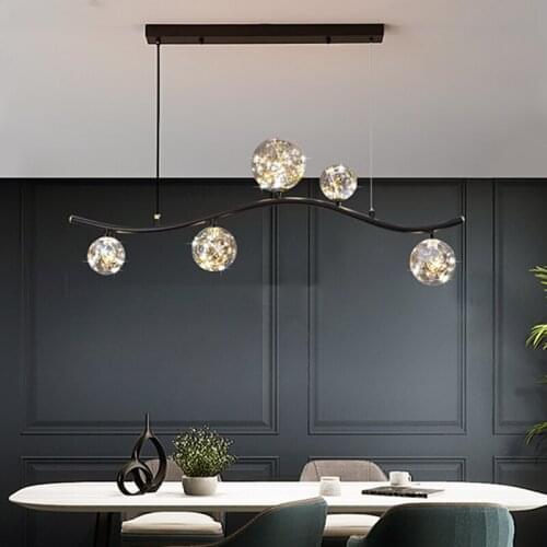 Modern Glass Ball Gypsophila Led Pendant Lights Lustre Dining Room Bar Cafe Indoor Lighting Decor Lamp Hanging Light Fixture