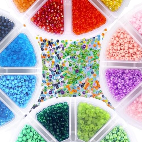 3600 Pcs Glass Seed Beads, 3mm Bracelet Beads Set with 8-Grid Storage Box, Small Round Beads for Jewelry Making Accessories