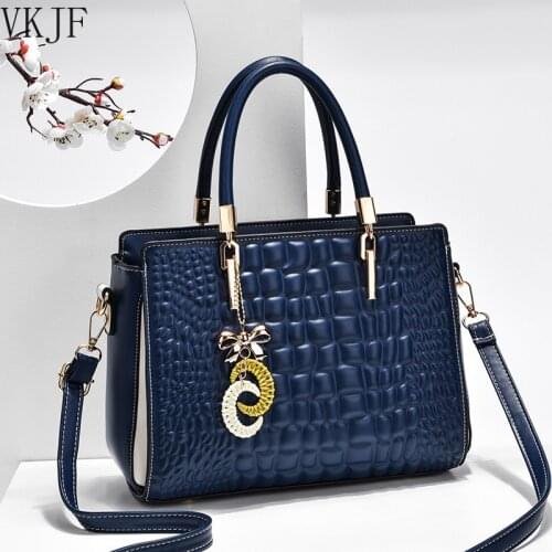 Alligator Top-Handle Bag Large Capacity Leather Handbags Stone Pattern Crossbody Shoulder Bags for Women