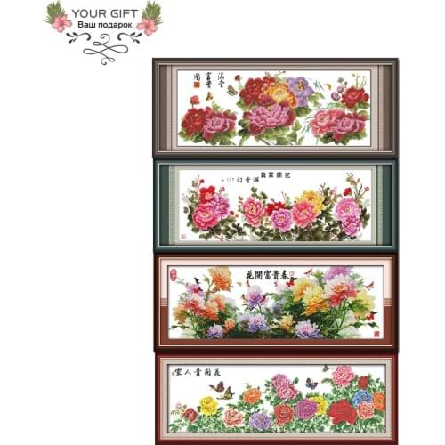 Joy Sunday Chinese Peony Flower Home Decor H201H205H216H265 Treasures Fill Home Flowers Blooming Wealth In Spring Cross Stitch