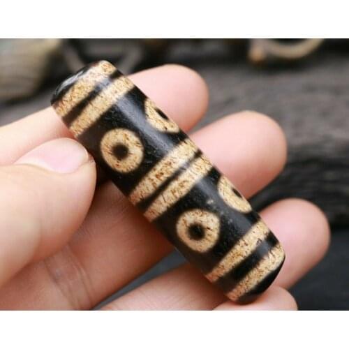 Unique Energy Magic Tibetan Old Agate 8 Eye 6 Line Wide Hole dZi Bead 58MM Amulet Pendant