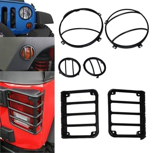Light Guard Cover For Jeep Tail Light Guards and 7 Inch Headlight Guards and Turn Lights Covers for Jeep Wrangler Unlimited JK