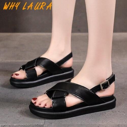 Womens Sandals - Summer 2021 New Korean version of the Wild Triptoe Flat Sneaker Sandal - web celebrity Bear Soles Beach Shoe C