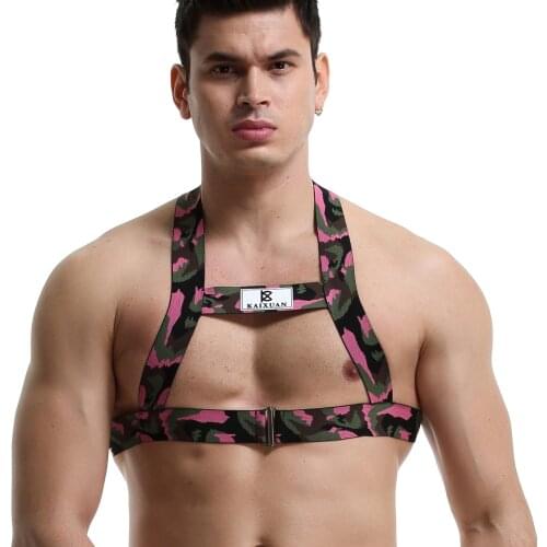 Harness Men Lingerie arnes hombre Gay Harness Men Nylon Halter Backless Elastic Body Chest Harness Costume Belt