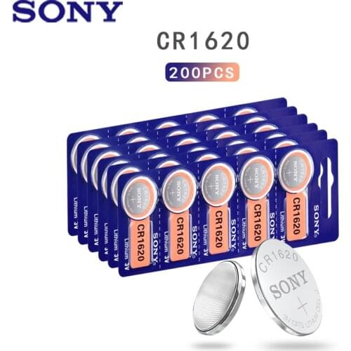 200Pcs SONY CR1620 Button Cell Coin Batteries CR1620 Car Remote Control Electric Alarm 1620 ECR1620 DL1620 3V Lithium Battery