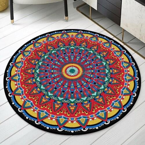 200cm Bohemian Color Mandala Ethnic Style Living Room Bedroom Hanging Basket Chair Non-slip Round Mat Carpet