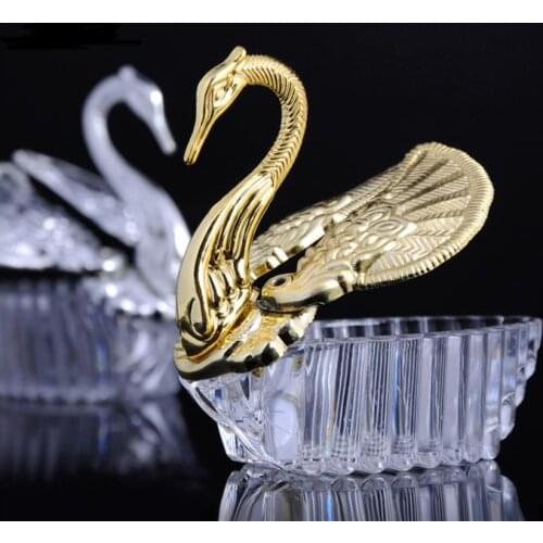 300pcs European Styles Acrylic Silver Swan Sweet Wedding Gift Jewely Candy Box Candy Gift Boxes Wedding Favors Holders