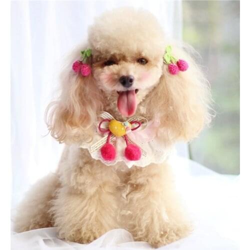 Pet accessories Puppy cat cute scarf Teddy small dog than bear VIP lace saliva towel bib Strawberry collar tie X16