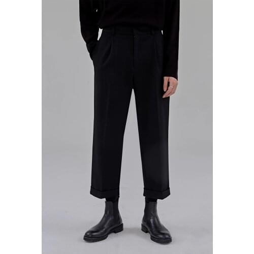 Spring and autumn new casual pants mens trend versatile Korean loose Capris handsome straight wide leg drop feeling big size