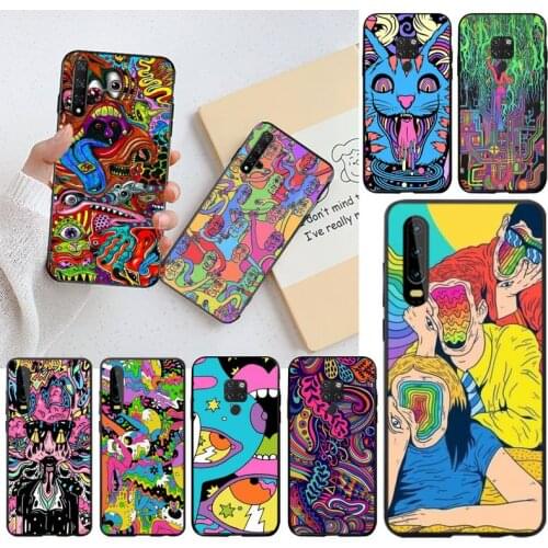 Colourful Psychedelic Trippy Art Soft Rubber Phone Cover for Huawei P40 P30 P20 lite Pro Mate 30 20 Pro P Smart 2020 prime