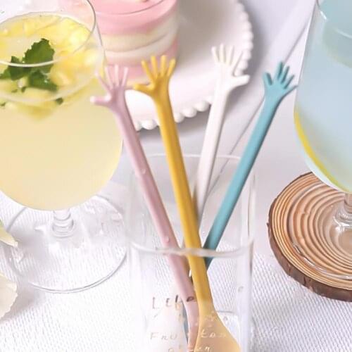 European Style 4Pcs Sturdy PP Cocktail Stirring Spoons PP Spoons Bright Color for Kitchen