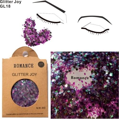 GL18 one pack of Heart Shape Romance Beard Eye Glitter Hair Body Sequins Decorations Festival Body Dance Makeup Art