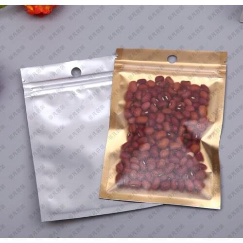 Hot Small 7.5*12cm Golden / Clear Self Seal Zipper Plastic Retail Packaging Pack Bag Zip Lock Storage Bag Package With Hang Hole