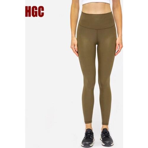 HGC Yoga Pants High Waist Hip Lifting Autumn And Winter Leggings Sport Women Sexy Fitness Leather Pattern Bronzing Naked Feel
