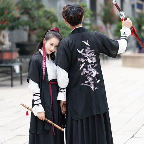 Black Embroidery Hanfu Festival Outfit Classical Dance Costume Fairy Dress Folk Stage Wear Rave Performance Clothes 3 Pcs DF1180