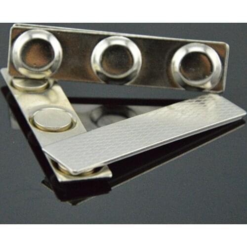 100pcs wholesale factory Strong Magnetic Name Badge ID Holder w/ Metal Fastener (Silver)