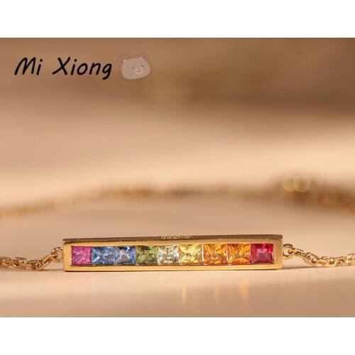 Mi Xiong s925 sterling silver new original rainbow series gemstone bracelet elegant fresh delicate lady charm brand jewelry