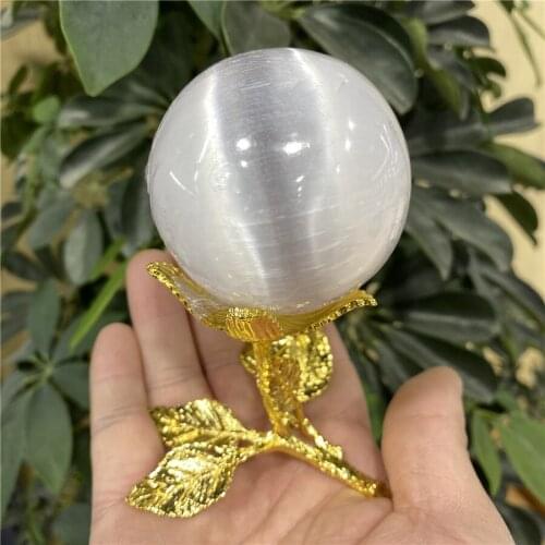 Natural Selenite Gypsum Ball Spar Sculpture Modern Moroccan Crystal Ore Ornaments Energy Tone Sealing Home Decor Collect