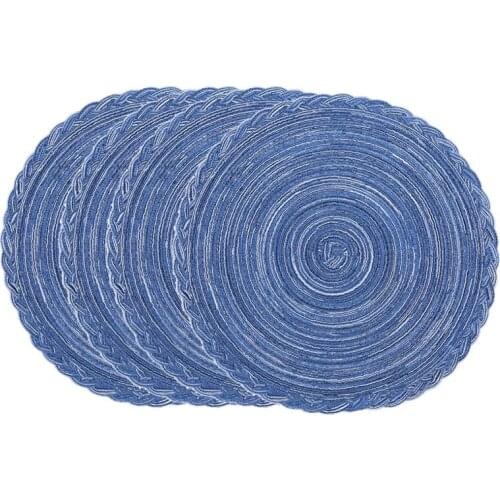 New Round Woven Placemat, Set of 4 Perfect for Fall, Dinner Parties, BBQs, Christmas Parties and Everyday Use,15 Inch
