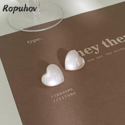 Ropuhov 2021 New 925 Silver Jewelry Korean Fashion Woman Lady Gift Retro Heart Shape Cute and Sweet Earrings Wholesale