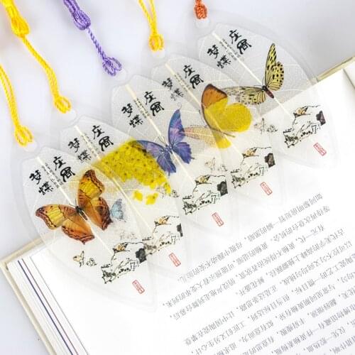 Cute Classical Elegance tassel Butterfly Bookmark Chinese wind natural Collectibles leaves vein Bookmarks Creative Stationery