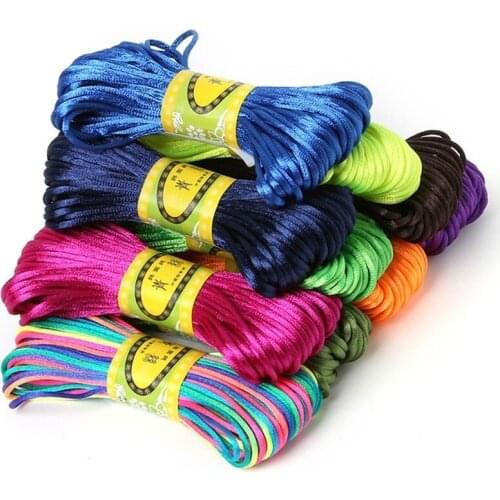 20M/bundle 2mm Polyester Soft Braided Cord For DIY Making Chinese Knot Jewelry Bracelet Necklace Satin Rattail Macrame Shamballa