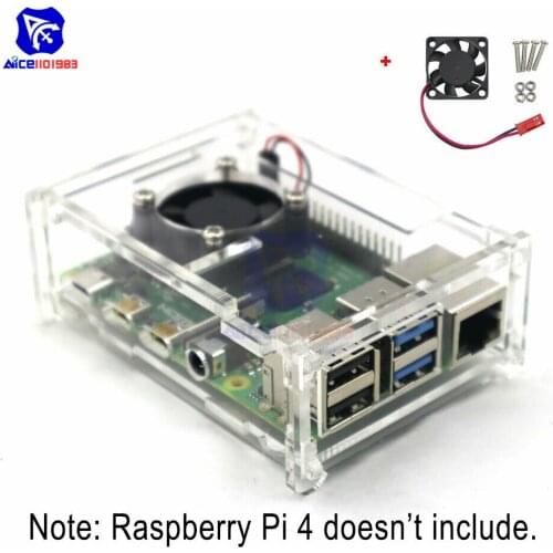 Transparent Acrylic Case with Fan for Raspberry Pi 4 Model B Protection Shield Cover