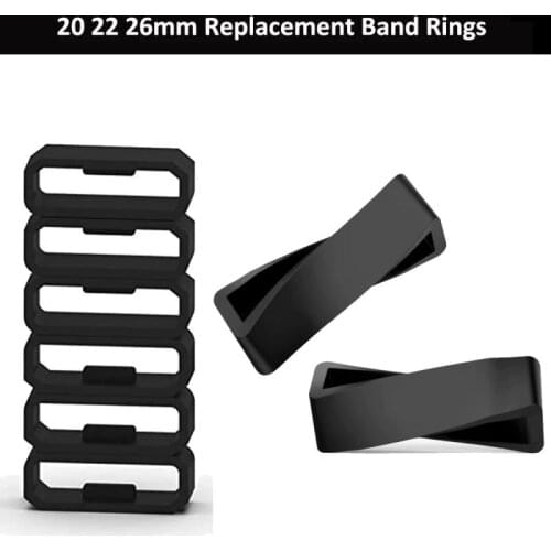 2-10Pcs Black/White Watchbands 20/22/26mm Strap Loop Ring Silicone Rubber Watch Bands Accessories Holder Locker For Garmin Fenix