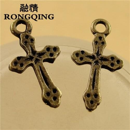 RONGQING 11*19MM 100pcs/lot cross Pendants Necklaces Handmade Fashion Jewelry Charms DIY