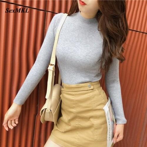 SEXMKL Women Turtleneck 2020 Winter Sweaters And Pullovers Knit Korean Long Sleeve Elastic Cashmere Sweater Female Jumper Tops
