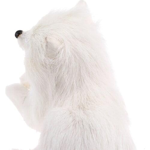 Cute White Lifelike Fur Lying Animal Model Figurine Home Decor Crafts