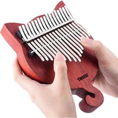 TREELF TF-17CAT Kalimba 17 Key Kalimba Solid Wood Thumb Piano Finger Piano Finger Precussion with Scale Stickers Tuning Hammer