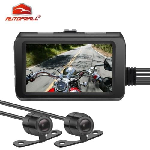 Dash-Cam Motorcycle DVR Waterproof Dual Lens Video Recorder Rear Camera 1080P Full HD G-Sensor Cycle Recording Motion Detection