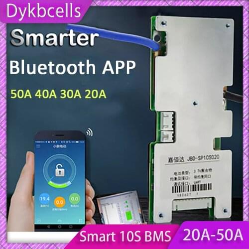 Smart 10S BMS 36V Lithium Battery Protection Board balance Li-ion Lipo 50A 40A 30A 20A Bluetooth Phone APP Display PC monitor