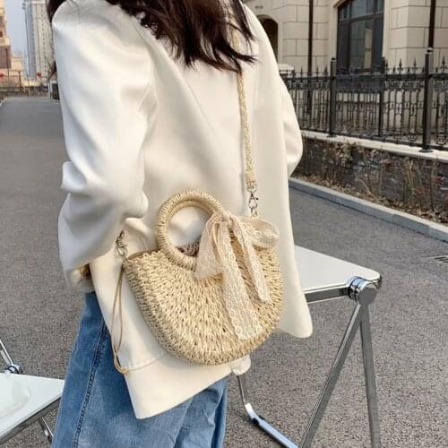 Hobo Womens Straw Beach Tote Bag Woven Summer Bags Bohemian Vacation Casual Handbag Shoulder Pouch for Girls