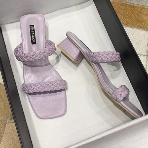 2021 New Summer Women Mules Design Slippers Sandal Slides Braided Shoes Female Indoor Ytmtloy Zapatillas Casa Mujer House