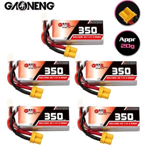 1-5PCS Gaoneng Gnb Beta75X Rc Drone Fpv racing Drone 350Mah 2S 7.4V 60C/120C HV Lipo Battery With XT30 Plug