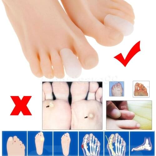 New 1 Pair Toe Cushions Toe Protector Caps Protector Silicone Gel Toe Caps Hammer Claw Blisters Corns Pain Relief