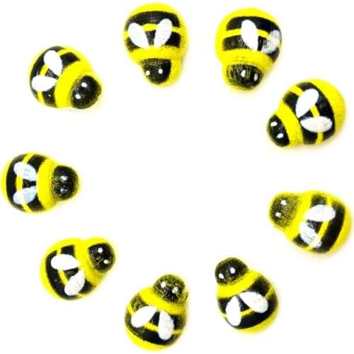 25pcs 9*13mm Painted Cartoon Beetle honeybee Wooden Craft Sponge Sticker Decor DIY Scrapbook Accessories