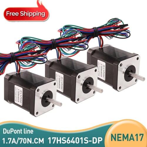 3pcs new Nema17 stepper motor 70N.cm 17HS6401S-DP motor 1.7A DIY engraving machine for CNC worm wheel edging machine