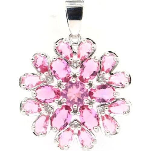 34x25mm Beautiful Star Shape Created Pink Tourmaline Violet Tanzanite For Ladies Fine Jewelry Silver Pendant Eye Catching