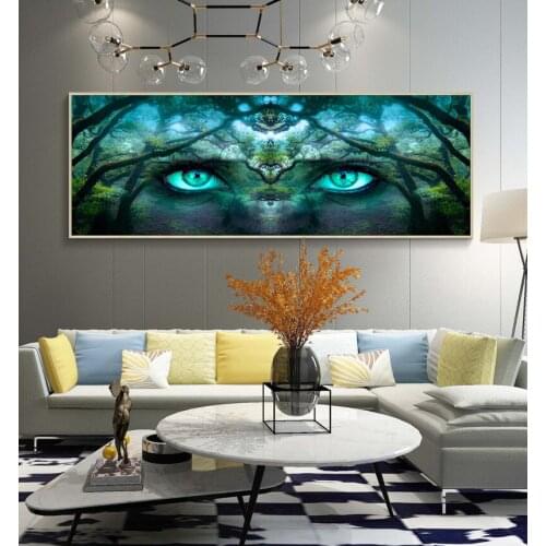 Green tree eyes diamond embroidery full round diamond painting square drill mosaic diamond set 3d cross stitch diy dreamface art