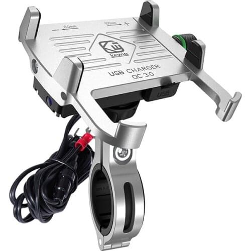 12-24V Motorcycle Phone Mount Aluminium Waterproof Motorcycle Phone Holder 18W QC 3.0 USB Charger Motorcycle Handlebar 4-7 inch