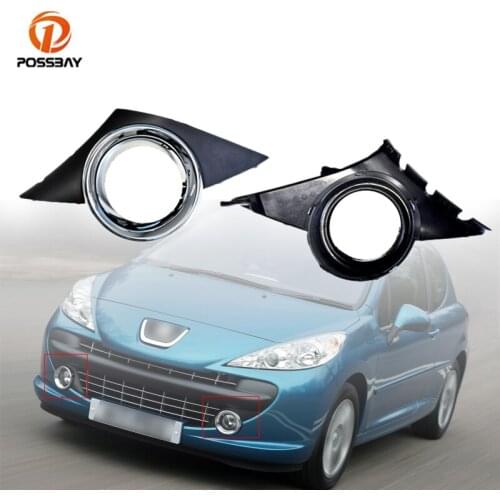 2Pcs Car Fog Light Covers Front Bumper Lower Chrome Foglights Frame Grille Car Styling for Peugeot 207 Sport 2006 2007 2008 2009