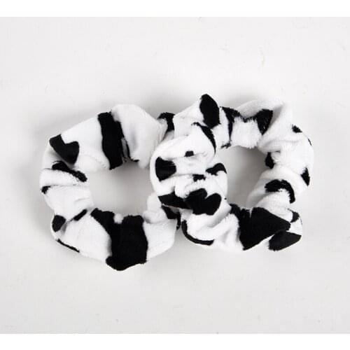 Cow Pattern Velvet Hair Ring Scrunchie Girls Elastic Hair Bands Tie Headdress Rubber Band Accessories Tie Hair Rope Ponytail